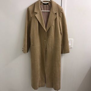 Vintage 1980s Ultra Suede Duster Coat Tan Brown